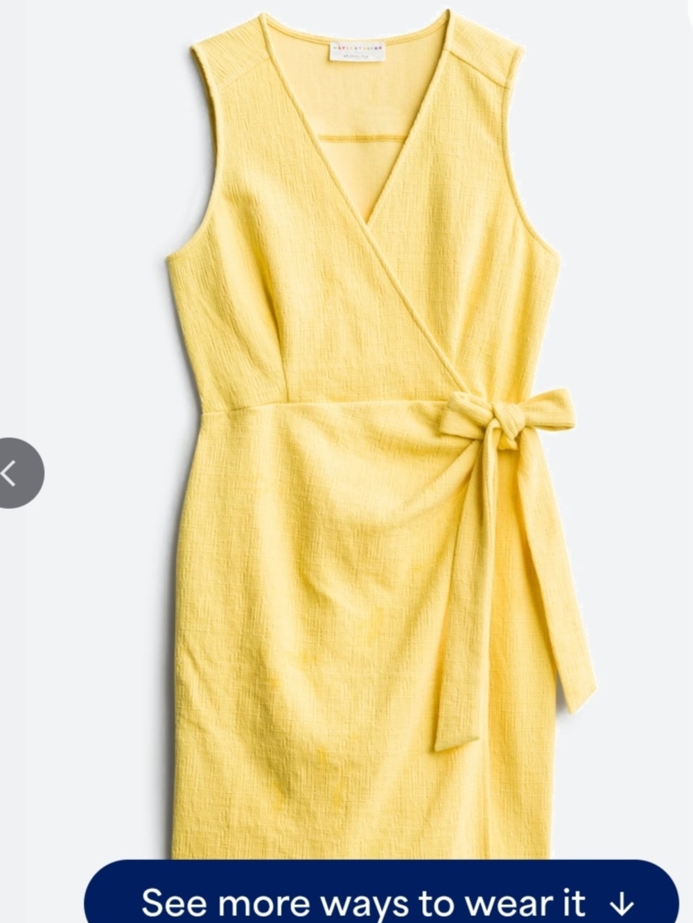 Yellow Sleeveless Wrap Midi Dress with Side Tie